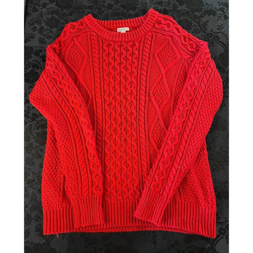Merona Oversized Red Cable Knit Chunky Sweater